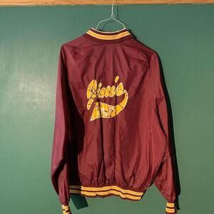 Vintage 1970s burgundy bar varsity jacket "Jim's Tap" XL